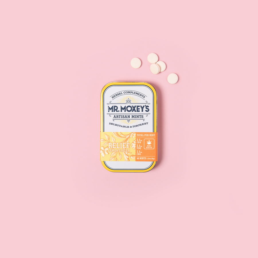 Mormal Mints Lemon Raspberry Relief Lemon Ginger Mints With CBD, THC & CBG | Mr. Moxey's Mr. Moxey's
