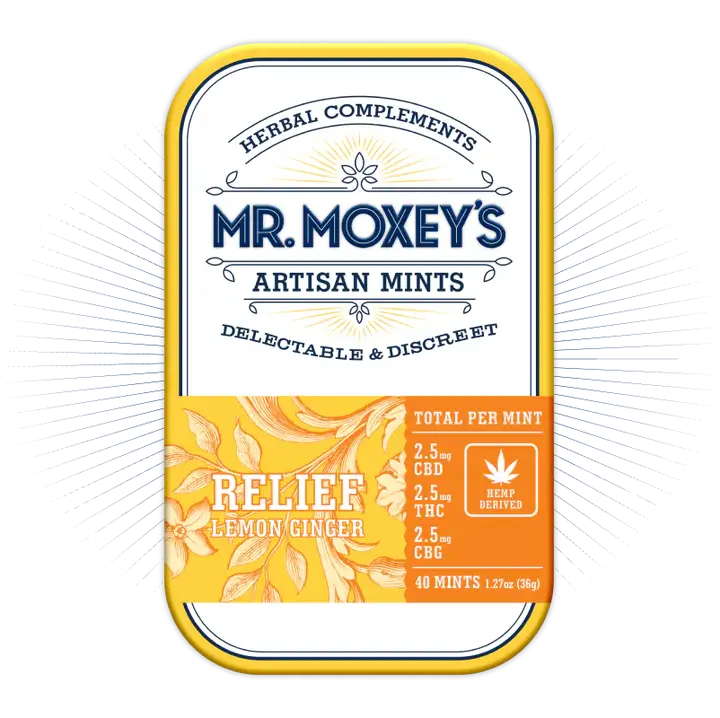 Relief Lemon Ginger Mints With CBD THC CBG Mr. Moxey s Mr